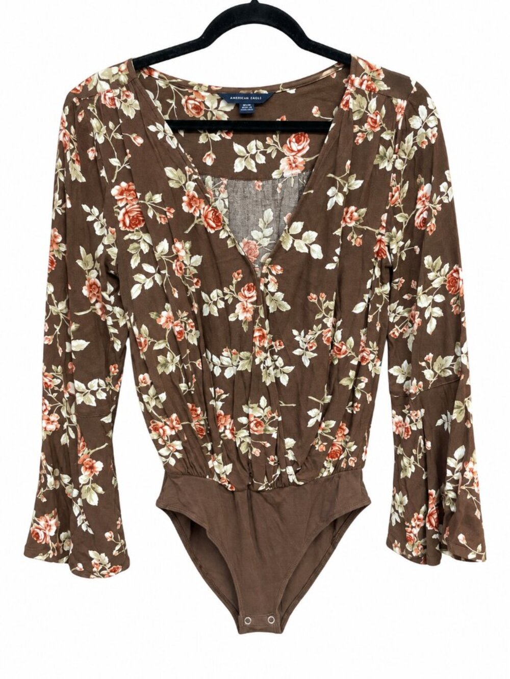 2. American Eagle Brown Floral Bodysuit SMALL - Picture 2 of 2